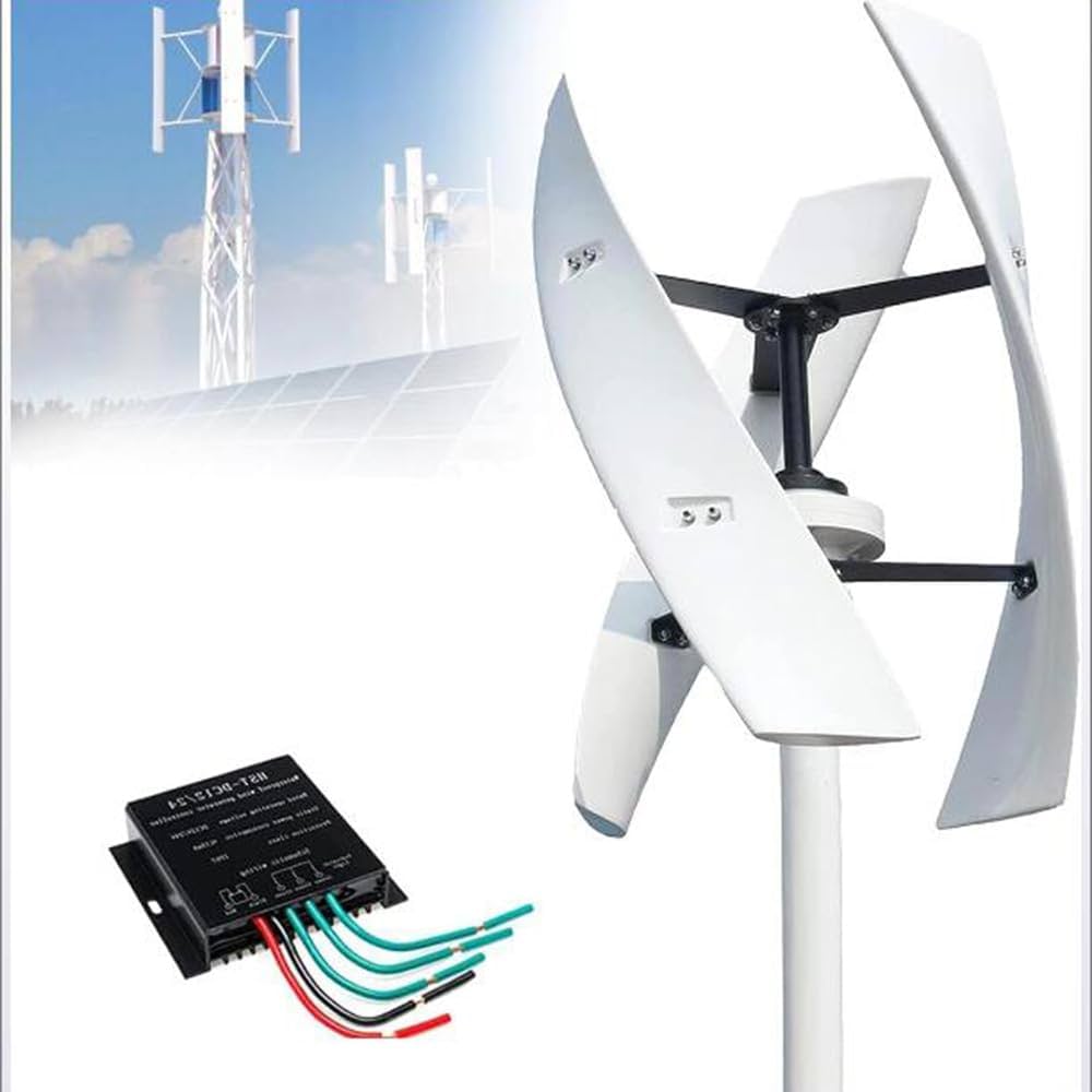 Nowoczesna przydomowa turbina wiatrowa zamienia energię wiatru w prąd dla gospodarstwa domowego